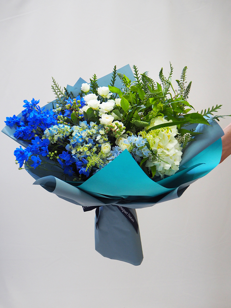 爽やかな青い花束 浜松の花屋 通販 ブーケナチュール